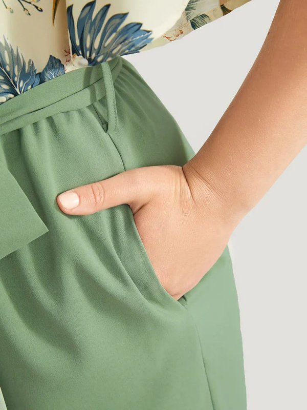 Floral Patchwork Wrap Belted Pocket Jumpsuit