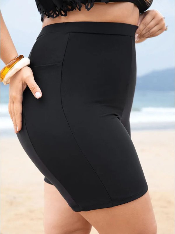 High Waist Pocket Side Swim Shorts