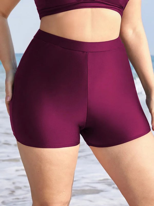 Plain Elastic Waist Swim Shorts