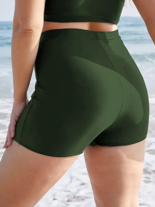 Plain Elastic Waist Swim Shorts