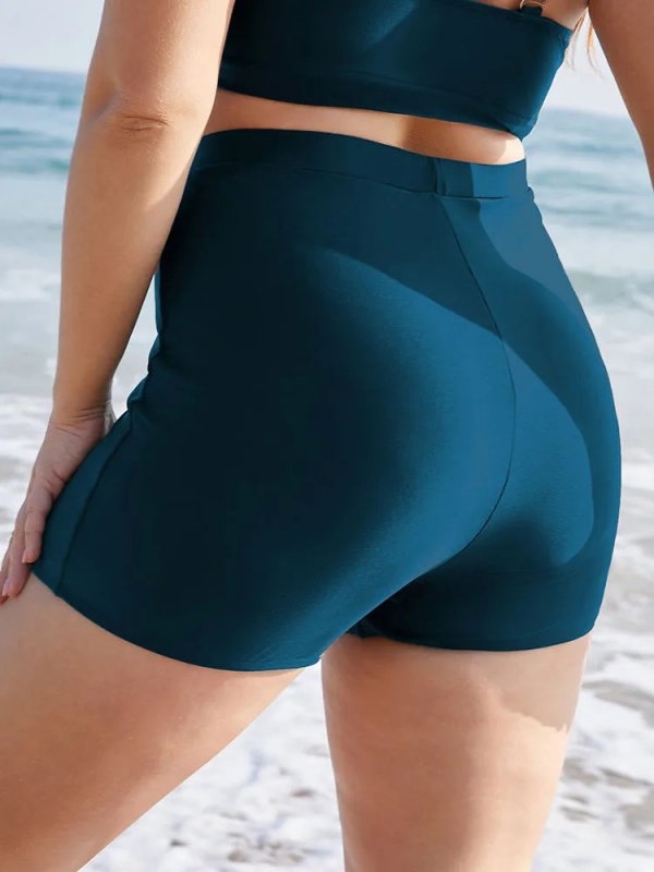 Plain Elastic Waist Swim Shorts