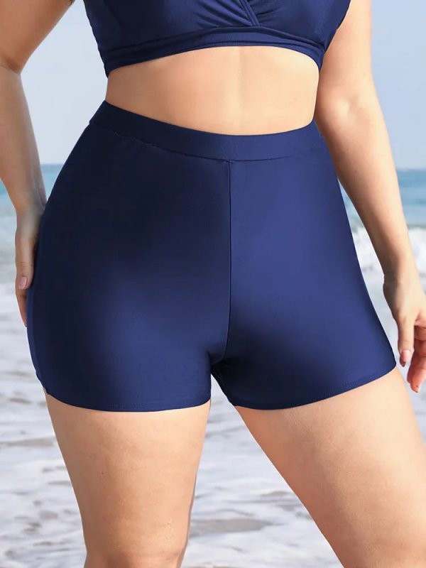 Plain Elastic Waist Swim Shorts
