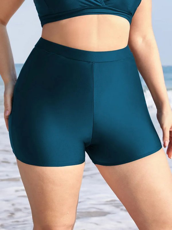 Plain Elastic Waist Swim Shorts