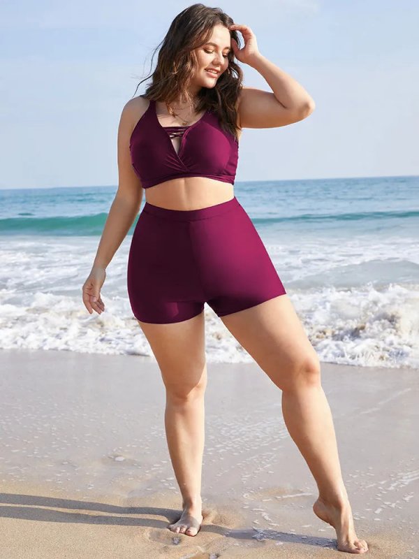 Plain Elastic Waist Swim Shorts