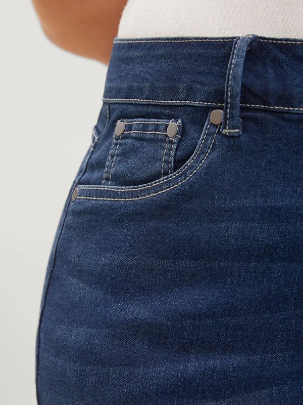 Very Stretchy High Rise Dark Wash Denim Shorts