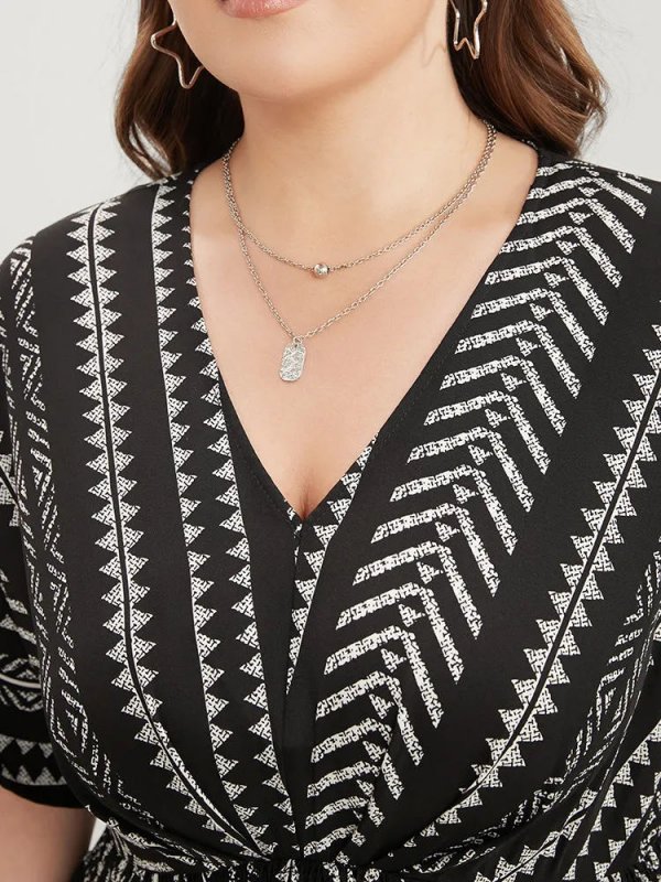 Solid Geometric Dolman Sleeve Pocket Shirred Split Hem Dress