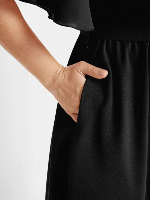 Bloom Dress - Solid Tie Surplice Ruffle High Low Dress