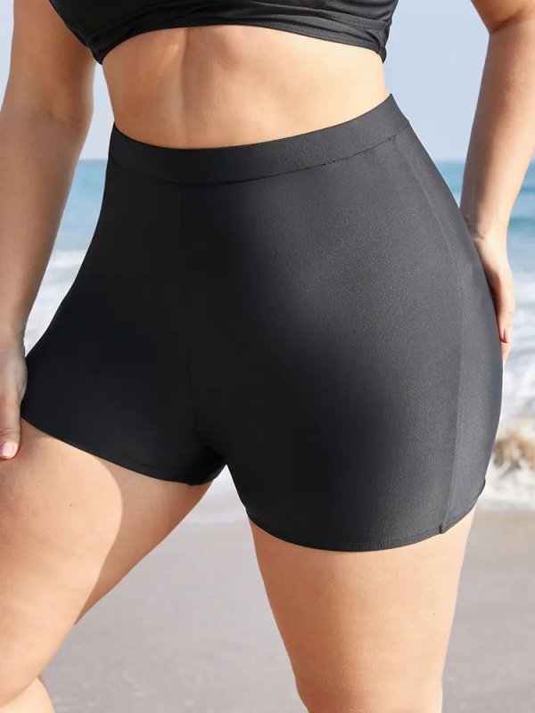 Plain Elastic Waist Swim Shorts