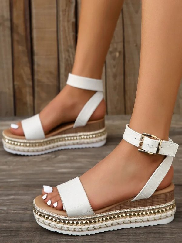 Ankle Strap Espadrilles Platform Wedge Sandals