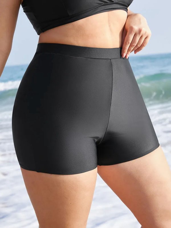 Plain Elastic Waist Swim Shorts