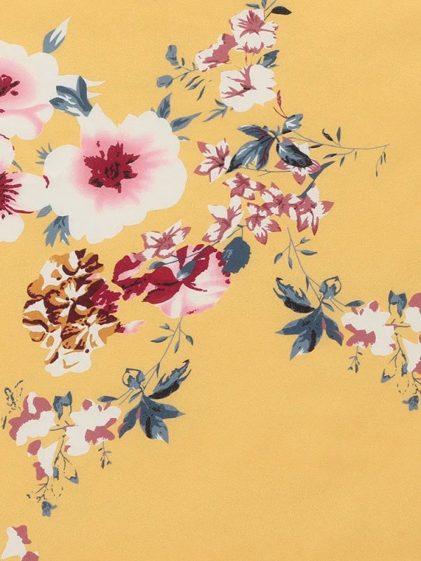 Floral Square Neck Ruffles Pocket Shirred Split Dress