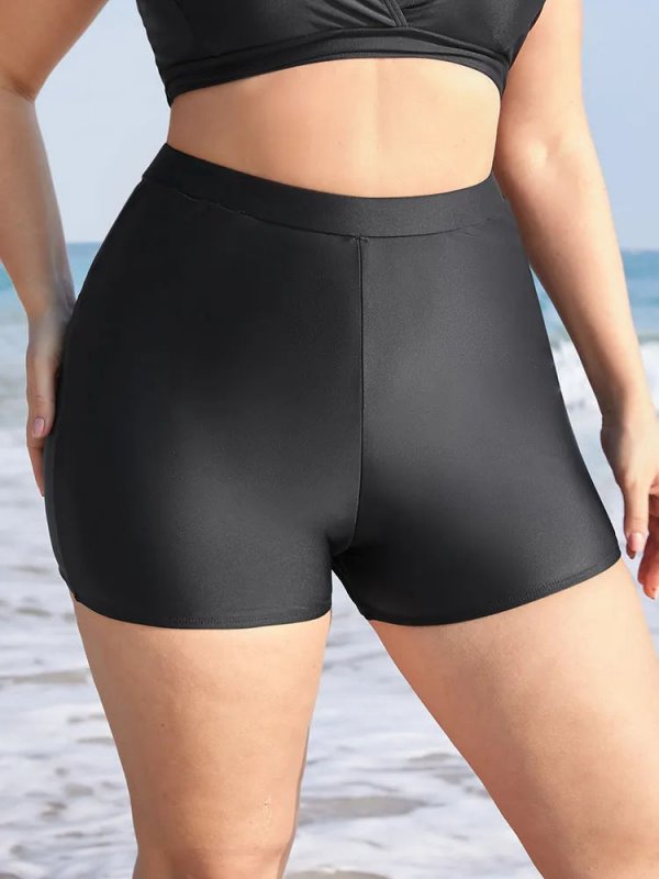 Plain Elastic Waist Swim Shorts