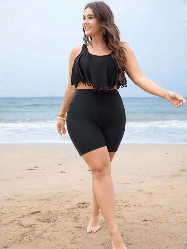 High Waist Pocket Side Swim Shorts