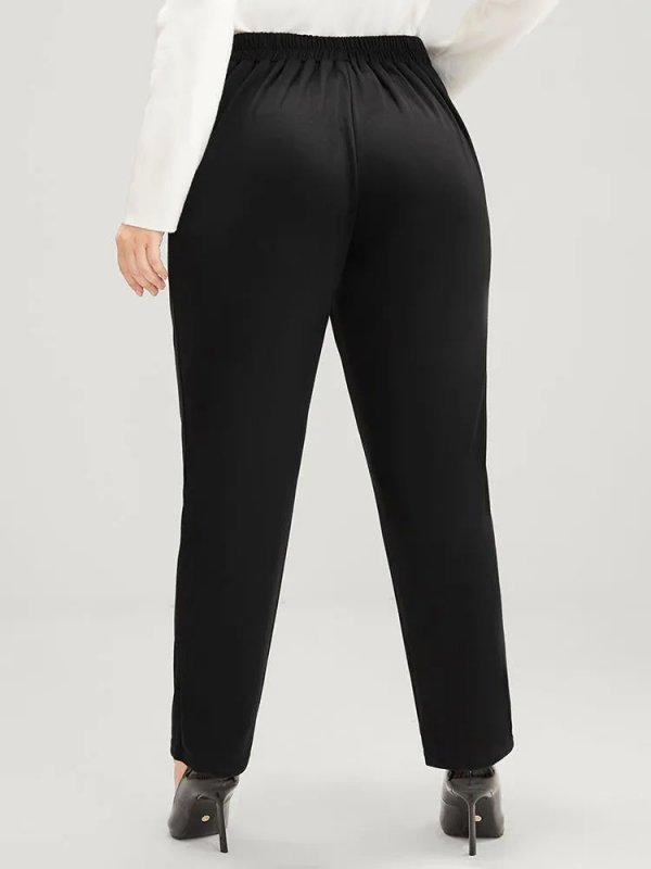 Solid Elastic Waist Pocket Leggings