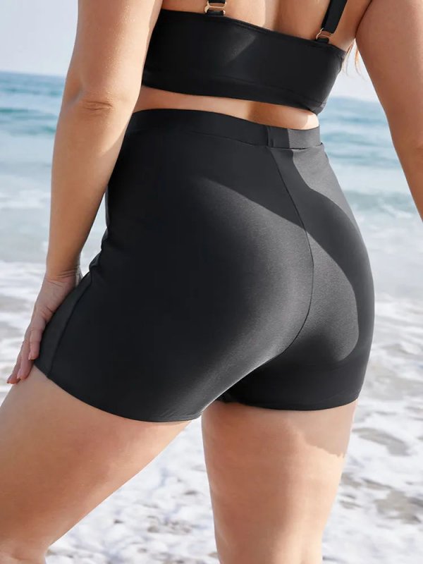 Plain Elastic Waist Swim Shorts