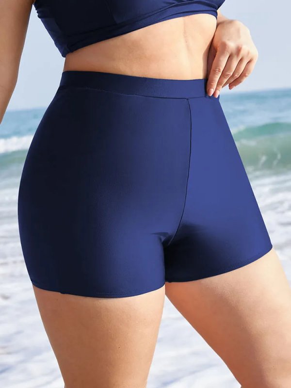 Plain Elastic Waist Swim Shorts