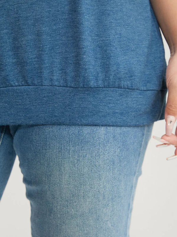 Solid Round Neck Pleated Detail T-shirt