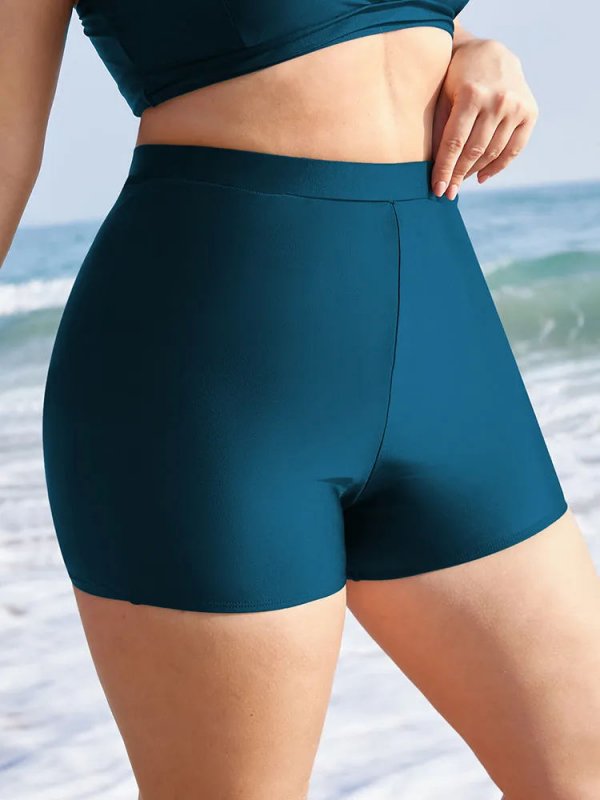 Plain Elastic Waist Swim Shorts