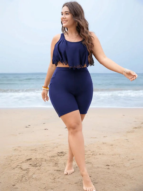 High Waist Pocket Side Swim Shorts