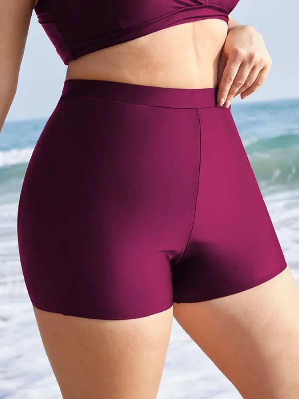 Plain Elastic Waist Swim Shorts