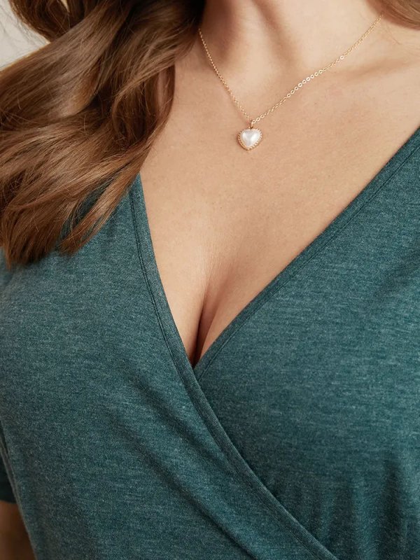 Solid Button V Neck Ruffles Blouse