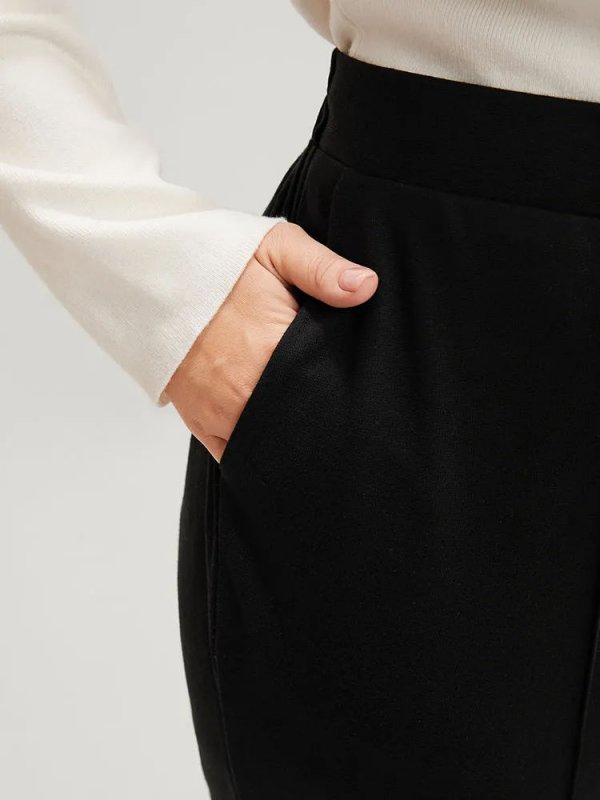 Solid Elastic Waist Pocket Leggings