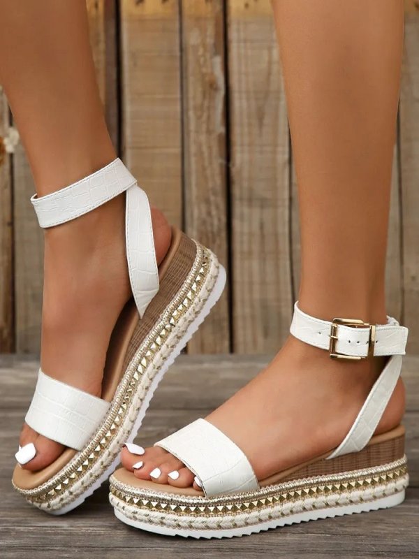 Ankle Strap Espadrilles Platform Wedge Sandals