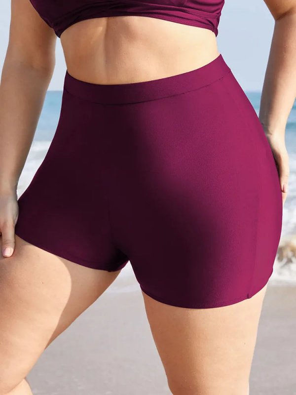 Plain Elastic Waist Swim Shorts