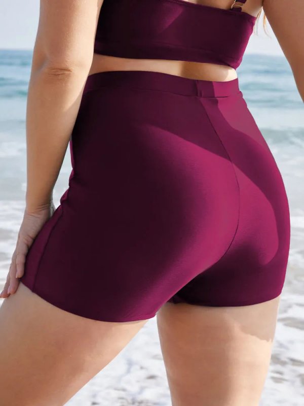 Plain Elastic Waist Swim Shorts