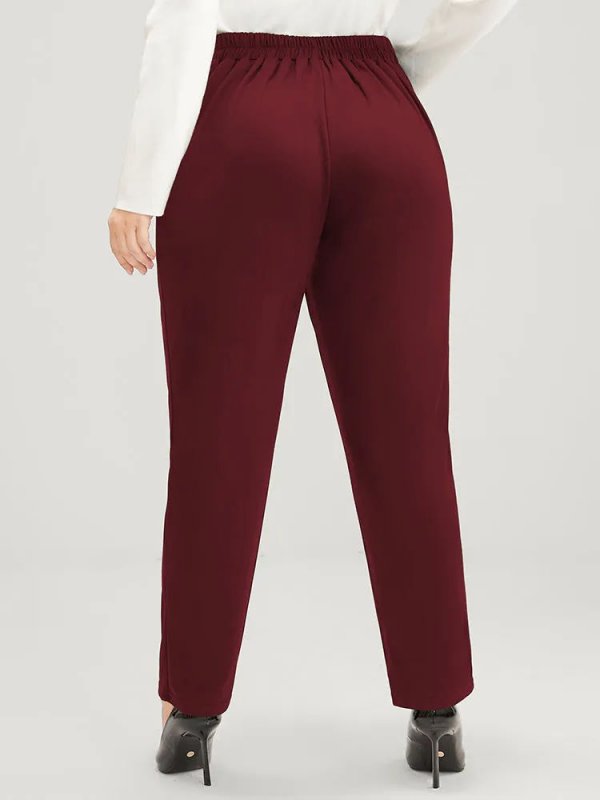 Solid Elastic Waist Pocket Leggings